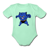 Character #7 Organic Short Sleeve Baby Bodysuit - light mint