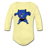 Character #7 Organic Long Sleeve Baby Bodysuit - washed yellow