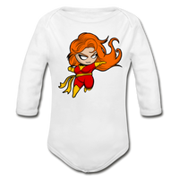 Character #8 Organic Long Sleeve Baby Bodysuit - white