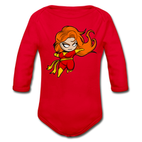 Character #8 Organic Long Sleeve Baby Bodysuit - red