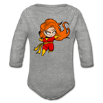 Character #8 Organic Long Sleeve Baby Bodysuit - heather gray