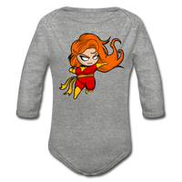 Character #8 Organic Long Sleeve Baby Bodysuit - heather gray