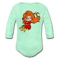 Character #8 Organic Long Sleeve Baby Bodysuit - light mint