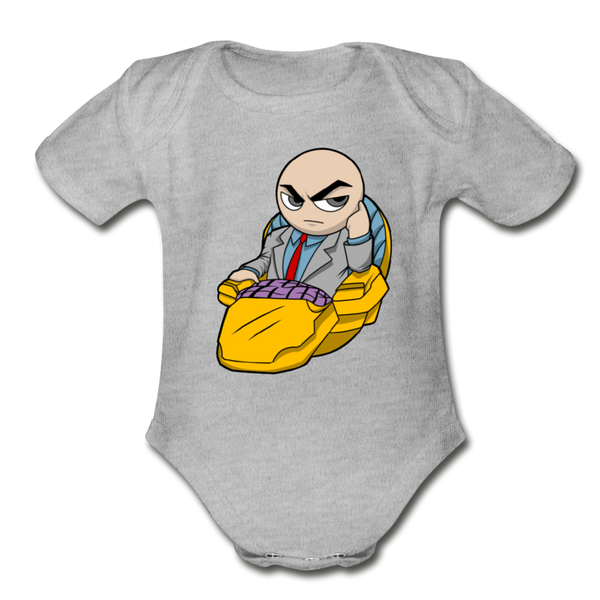 Character #9 Organic Short Sleeve Baby Bodysuit - heather gray