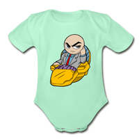 Character #9 Organic Short Sleeve Baby Bodysuit - light mint