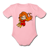 Character #8 Organic Short Sleeve Baby Bodysuit - light pink