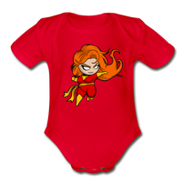 Character #8 Organic Short Sleeve Baby Bodysuit - red