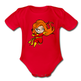 Character #8 Organic Short Sleeve Baby Bodysuit - red