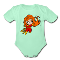 Character #8 Organic Short Sleeve Baby Bodysuit - light mint