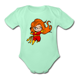 Character #8 Organic Short Sleeve Baby Bodysuit - light mint