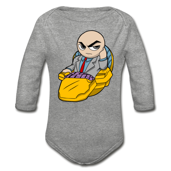 Character #9 Organic Long Sleeve Baby Bodysuit - heather gray
