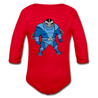 Character #10 Organic Long Sleeve Baby Bodysuit - red