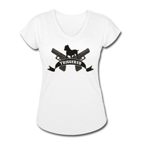 Triggered Logo Women's Tri-Blend V-Neck T-Shirt - white