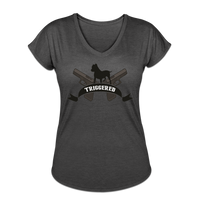 Triggered Logo Women's Tri-Blend V-Neck T-Shirt - deep heather