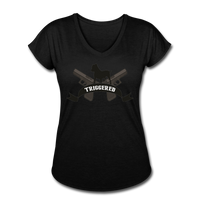 Triggered Logo Women's Tri-Blend V-Neck T-Shirt - black