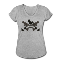 Triggered Logo Women's Tri-Blend V-Neck T-Shirt - heather gray