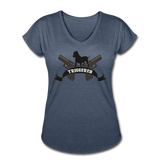 Triggered Logo Women's Tri-Blend V-Neck T-Shirt - navy heather