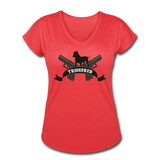 Triggered Logo Women's Tri-Blend V-Neck T-Shirt - heather red