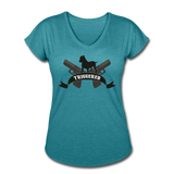 Triggered Logo Women's Tri-Blend V-Neck T-Shirt - heather turquoise