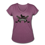 Triggered Logo Women's Tri-Blend V-Neck T-Shirt - heather plum