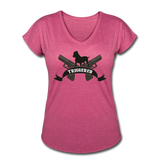 Triggered Logo Women's Tri-Blend V-Neck T-Shirt - heather raspberry