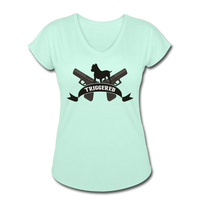 Triggered Logo Women's Tri-Blend V-Neck T-Shirt - mint