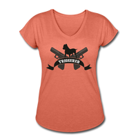 Triggered Logo Women's Tri-Blend V-Neck T-Shirt - heather bronze