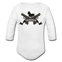 Triggered Logo Organic Long Sleeve Baby Bodysuit - white