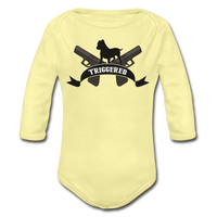 Triggered Logo Organic Long Sleeve Baby Bodysuit - washed yellow