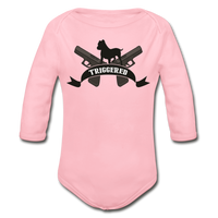 Triggered Logo Organic Long Sleeve Baby Bodysuit - light pink
