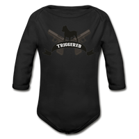 Triggered Logo Organic Long Sleeve Baby Bodysuit - black