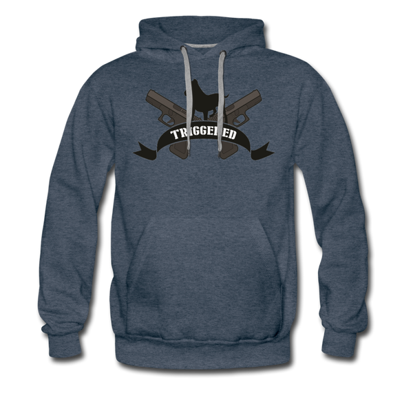 Triggered Logo Men’s Premium Hoodie - heather denim