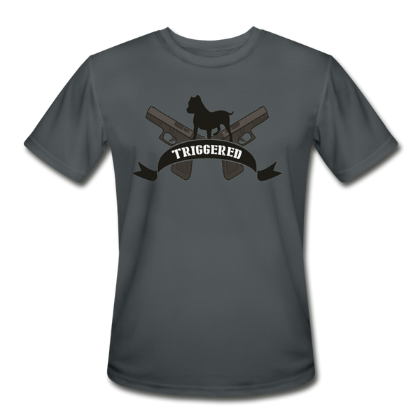 Triggered Logo Men’s Moisture Wicking Performance T-Shirt - charcoal