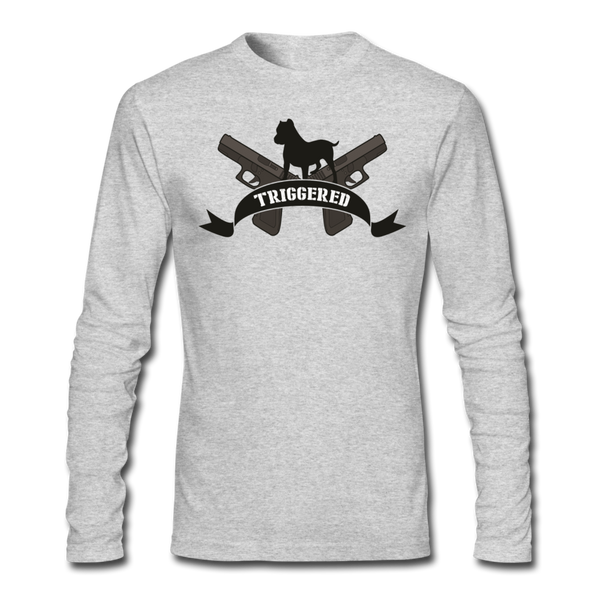 Triggered Logo Men's Long Sleeve T-Shirt by Next Level - heather gray