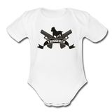 Triggered Logo Organic Short Sleeve Baby Bodysuit - white