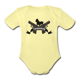 Triggered Logo Organic Short Sleeve Baby Bodysuit - washed yellow