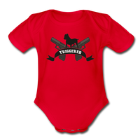 Triggered Logo Organic Short Sleeve Baby Bodysuit - red