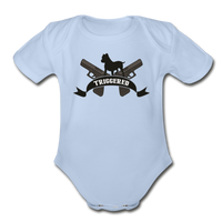 Triggered Logo Organic Short Sleeve Baby Bodysuit - sky