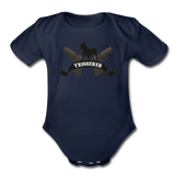 Triggered Logo Organic Short Sleeve Baby Bodysuit - dark navy