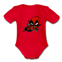 Character #11 Organic Short Sleeve Baby Bodysuit - red