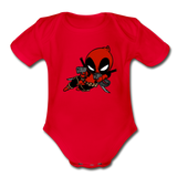 Character #11 Organic Short Sleeve Baby Bodysuit - red