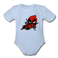 Character #11 Organic Short Sleeve Baby Bodysuit - sky
