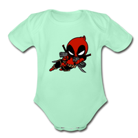 Character #11 Organic Short Sleeve Baby Bodysuit - light mint