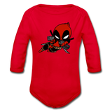 Character #11 Organic Long Sleeve Baby Bodysuit - red