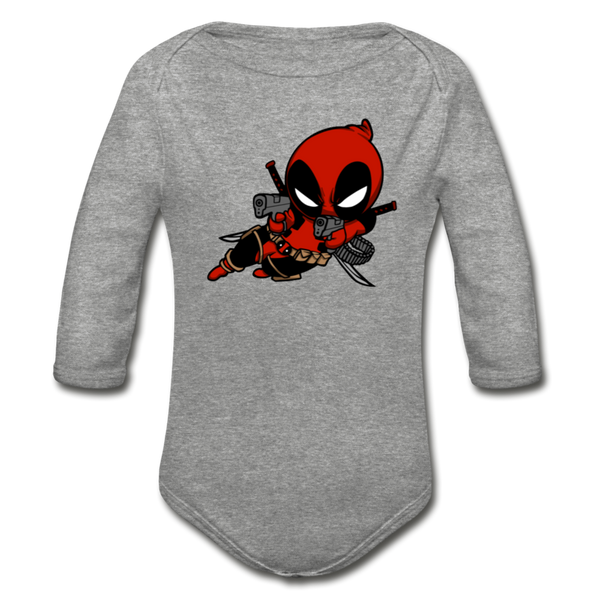 Character #11 Organic Long Sleeve Baby Bodysuit - heather gray
