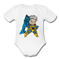 Character #12 Organic Short Sleeve Baby Bodysuit - white