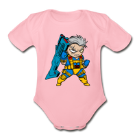 Character #12 Organic Short Sleeve Baby Bodysuit - light pink