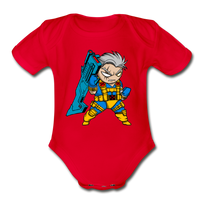 Character #12 Organic Short Sleeve Baby Bodysuit - red