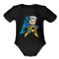 Character #12 Organic Short Sleeve Baby Bodysuit - black