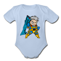 Character #12 Organic Short Sleeve Baby Bodysuit - sky